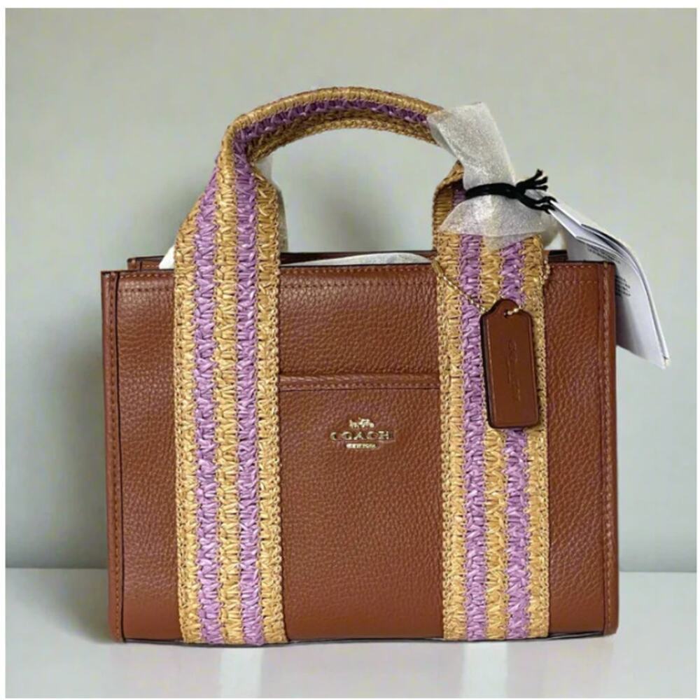 Coach Smith Tote 24 Small Leather Brown Pink Crossbody Work Travel Bag CBG91
